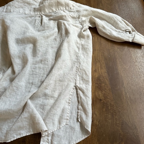 100% linen 3/4 sleeve button down shirt - Picture 4 of 11
